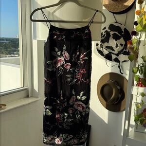 Astr Black Dress with Floral Embroidery